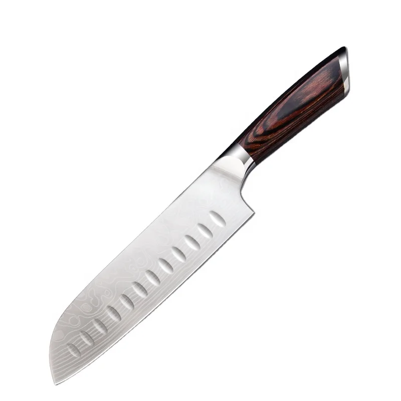 Немецкий нож Santoku из высокоуглеродистой нержавеющей стали Timhome, деревянная ручка Pakka