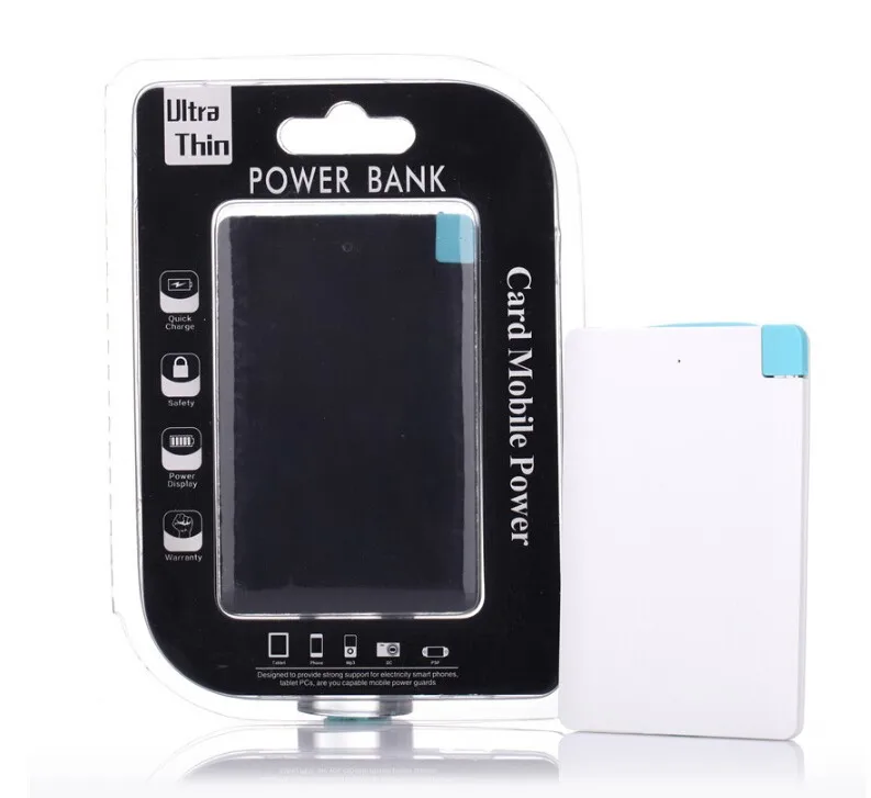 Promotional gift 2600mAh Mini powerbank Slim Card phone charger portable adapter power bank with full color printing