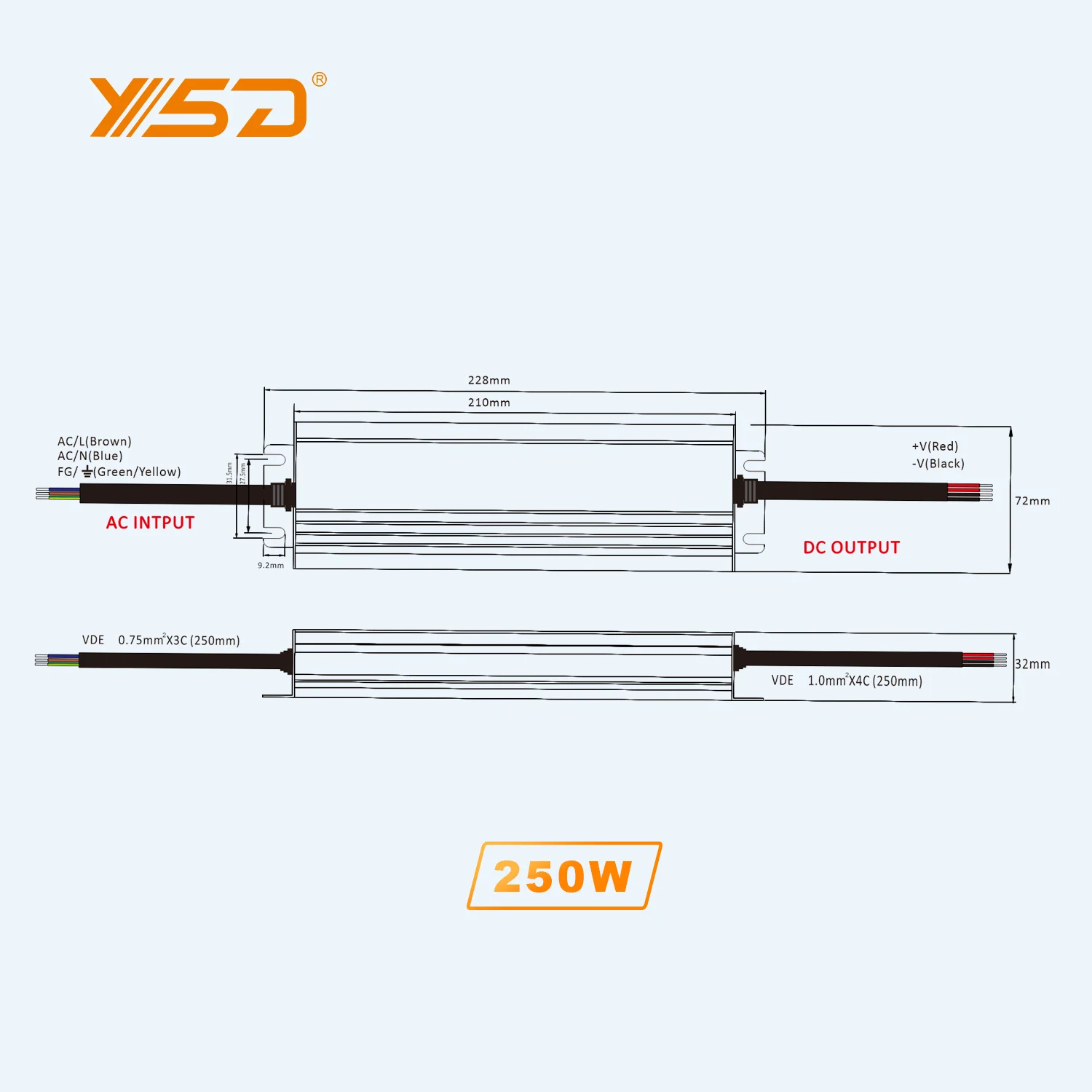 CE ROHS LED Constant Voltage 250w Waterproof LED Power Supply IP67 12v24v Outdoor LED Transformer  With LED Ceiling Light Panel