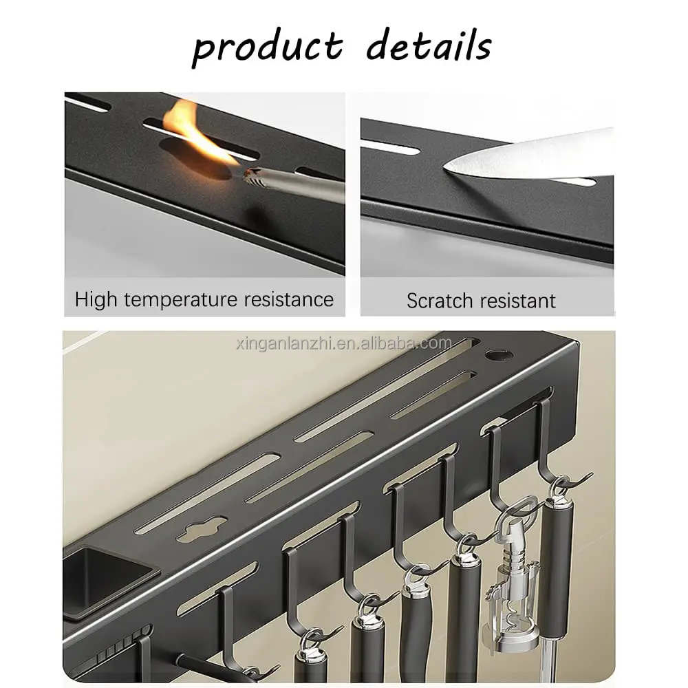 Customized Kitchen Stainless Steel Kitchenware utensil Rack Household Use Wall Mounted hanging Storage Shelf