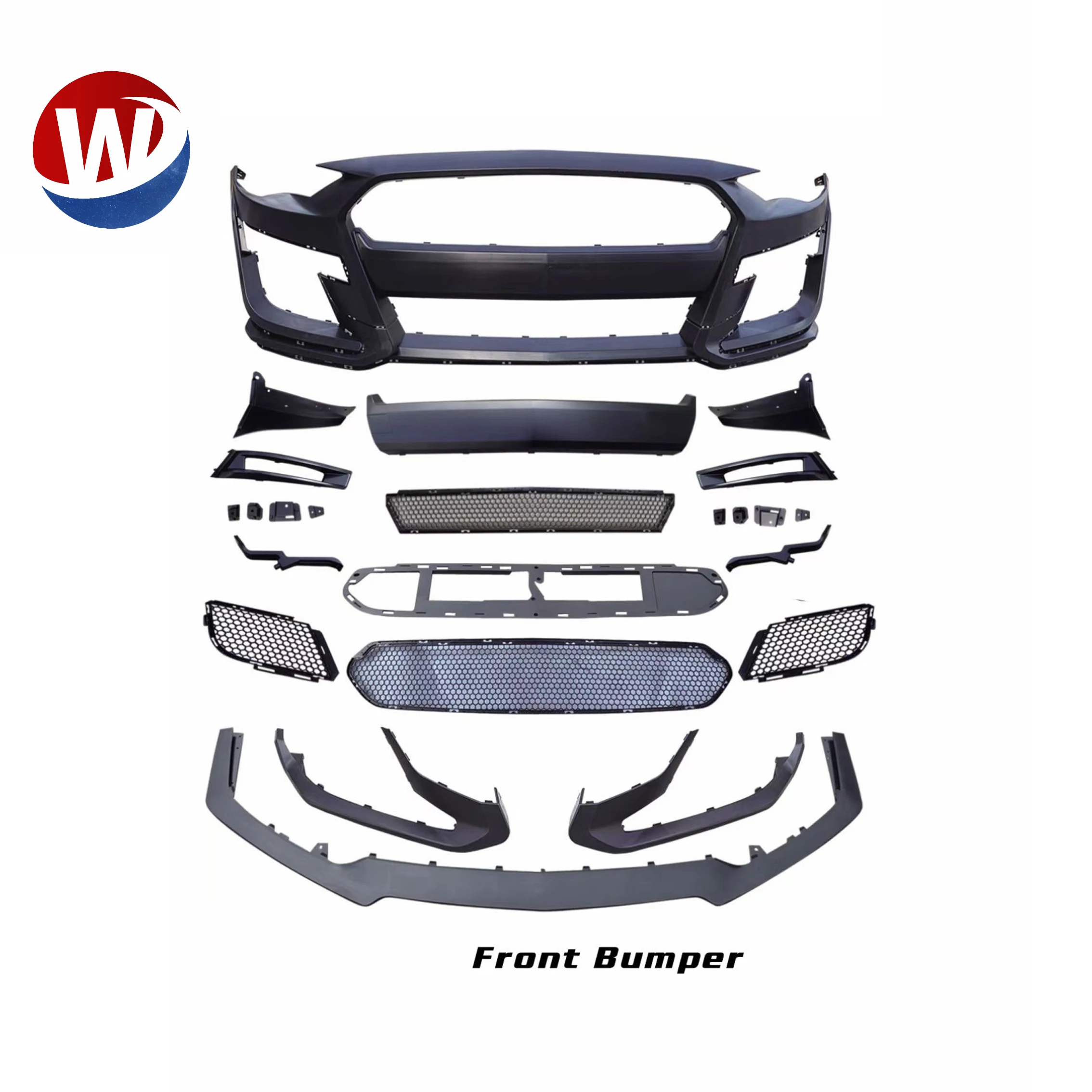 Комплекты кузова переднего бампера для ford mustang 2018-2020 GT500, комплект кузова, алюминиевая крышка, боковая юбка, задний спойлер бампера