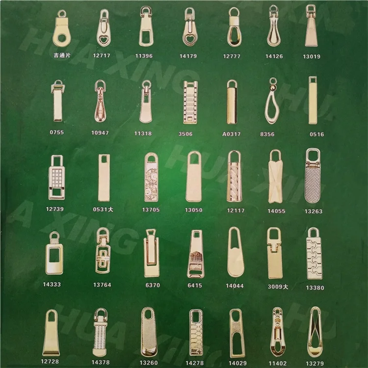 NO.3#5# Golden rectangle matte pattern metal zipper slider puller pendant pull parts for garment bags shoes