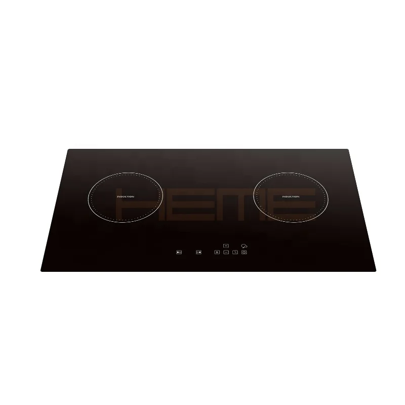 Built in Household Appliances 2 Zones Electric Cooktop Black Glass Panel Double Burner Induction Cooker