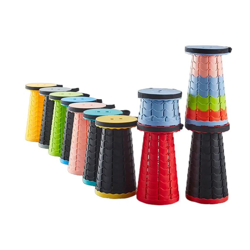 Foldable Plastic Retractable Stool Chair Portable Retractable Stool Shrinkable Camping Fishing Garden Collapsible Folding Stool