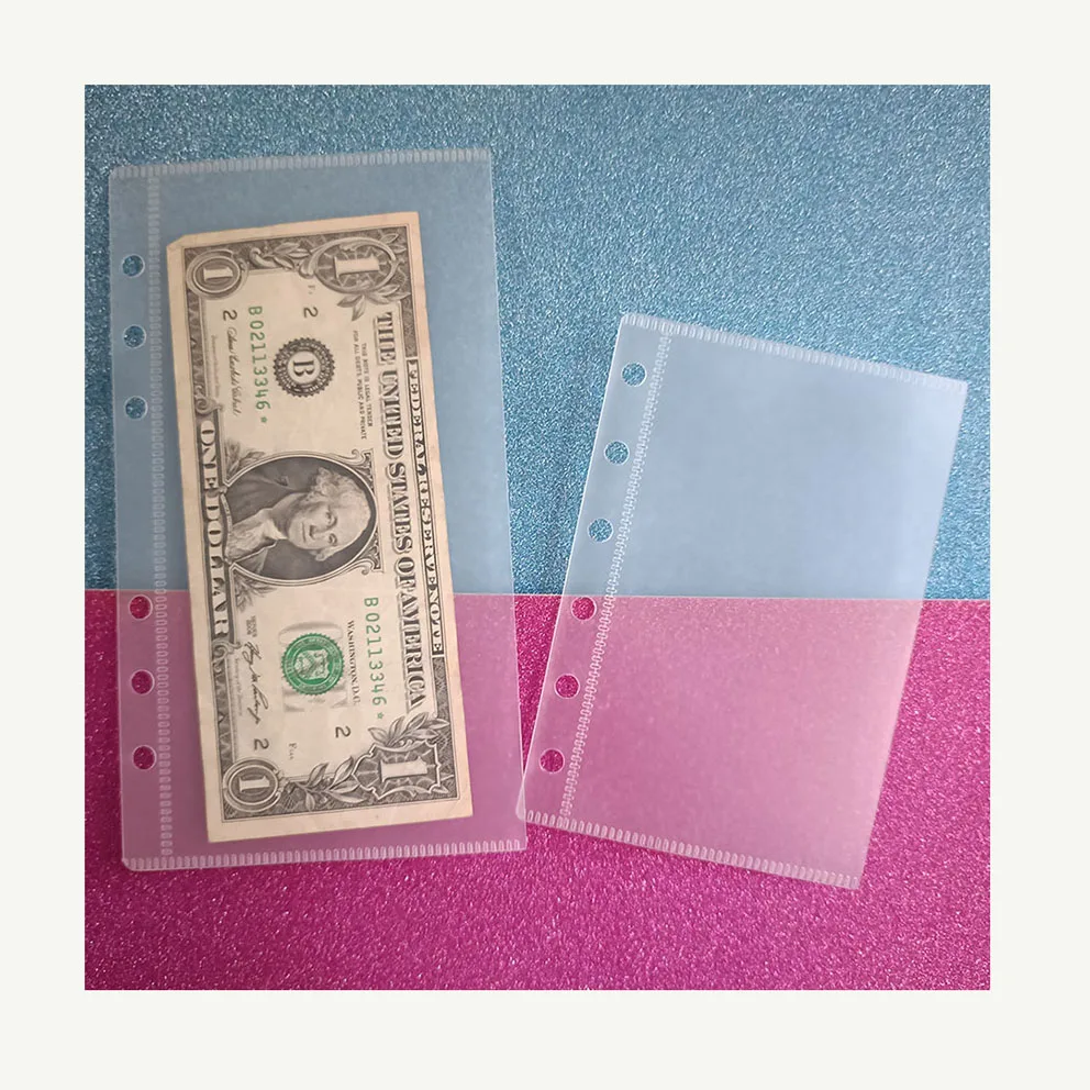 Trendy Custom Tear-resistance Zipper-free Frosted Clear Pink PP Budget Planner Pages Plain Money Cash Envelope For Budgeting