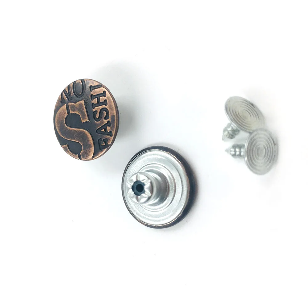 Customized Styles Black Nickel Bronze 17Mm Fast Delivery Custom Shirt Metal Button Pins For Jeans