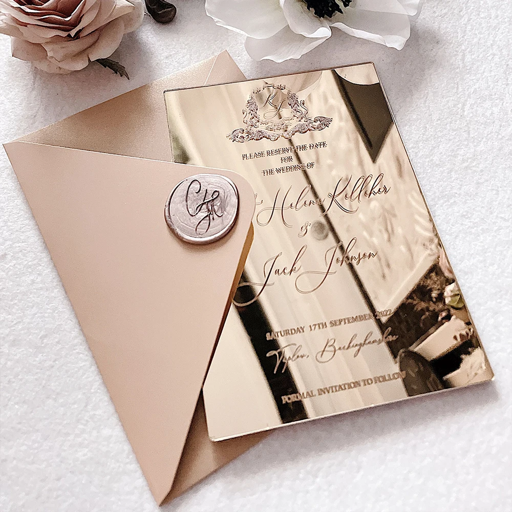 Custom High Quality  Elegance Transparent A5 Acrylic Invitations Wedding Invitation Card