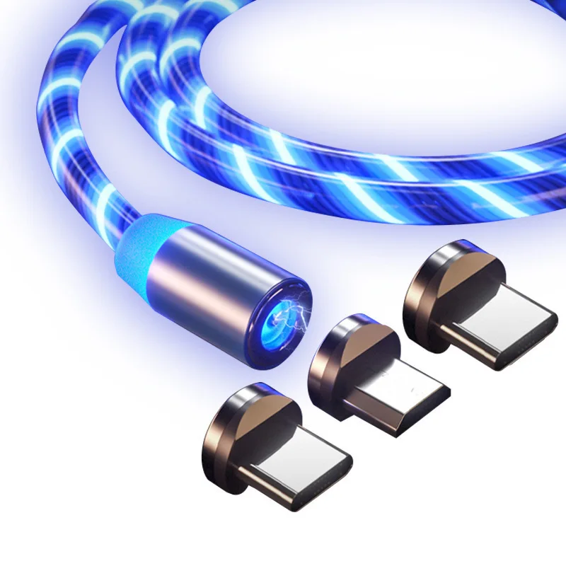  Moq 1 pc Magnetic 3 in Charging USB date Cable Lightning Led android Phone Accessories type c cable fast charging phone