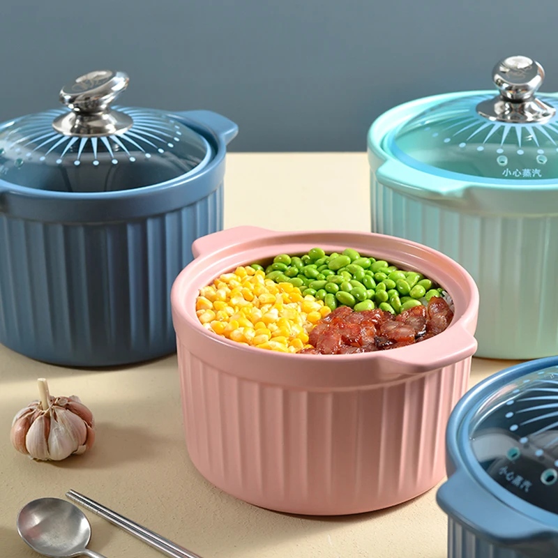 Ceramic Casserole with Lid Household Stockpot Soup Porridge Pot Mg-0221 Nordic Simple Tempered Glass Lid Ceramic Handle Round