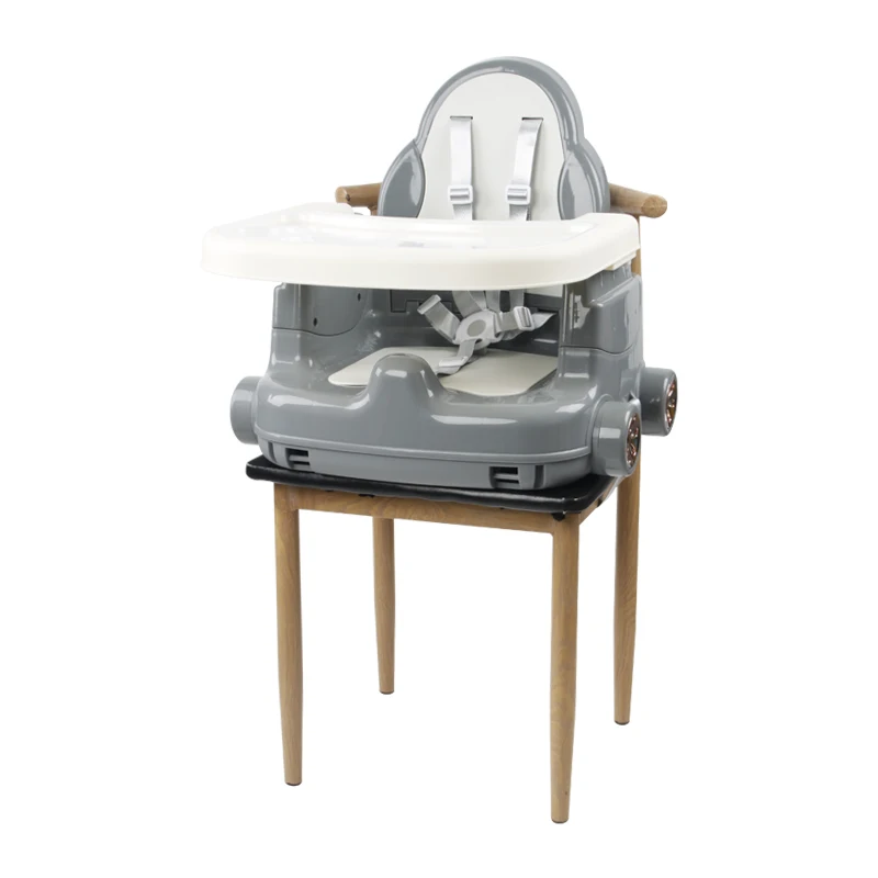 HA-040 Popular grey plastic high chair collapsible feeding baby chair