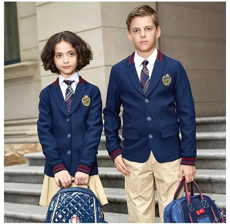 British Style Custom School Uniform Boys And Girls School Uniform Customize Unisex Blazer Suit For Primary Children