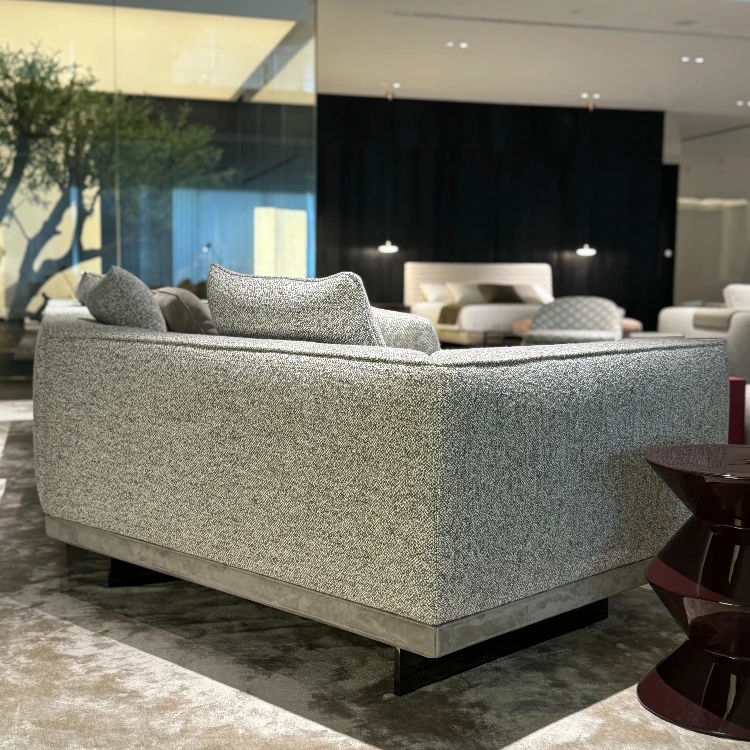 Italian New Minimalist Design Dylan Extendable Sectional Sofa Set Cotton Linen Fabric Foshan Furniture Brand