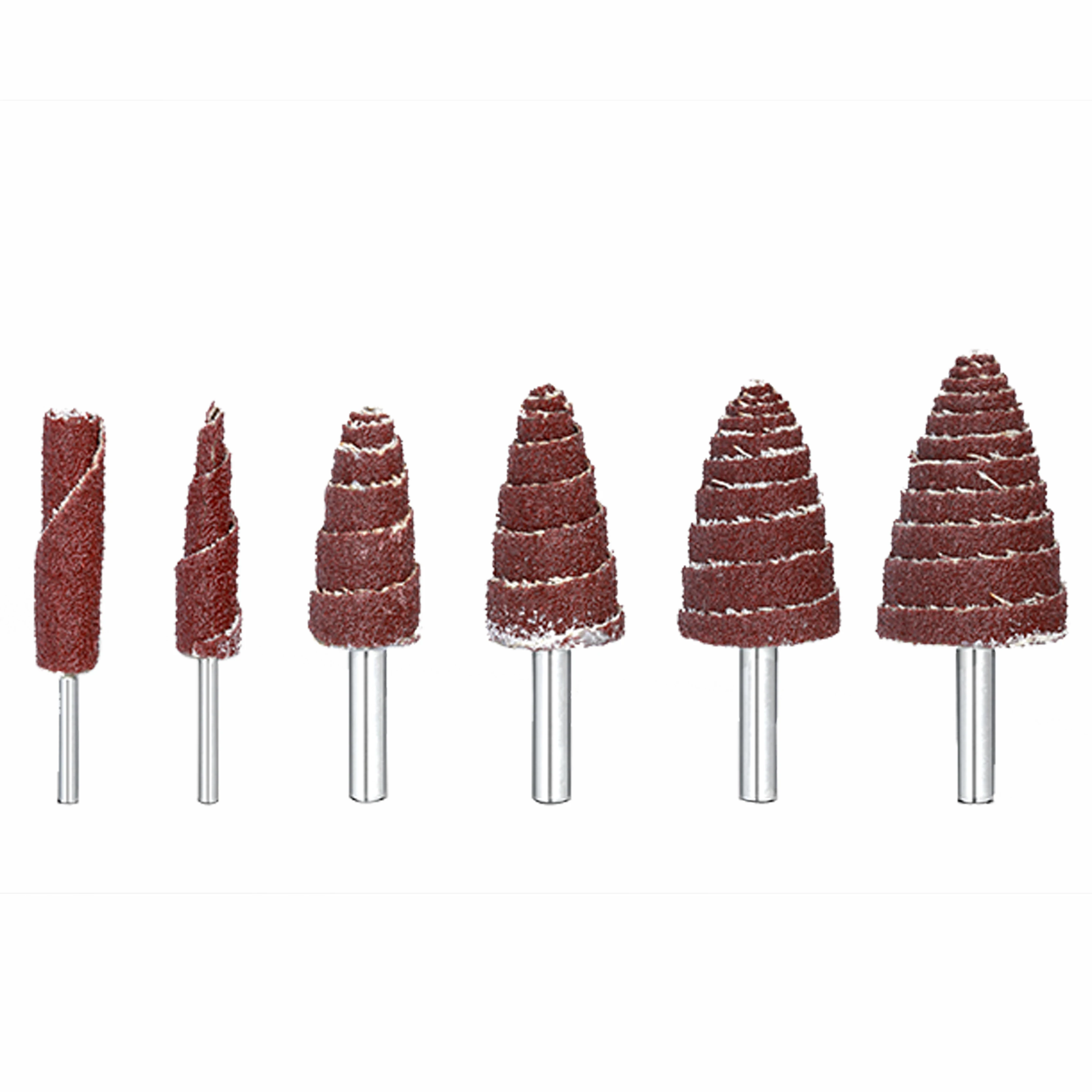 6Mm shank Conical Cylindrical Sandpaper Mounted Point Grinding Head