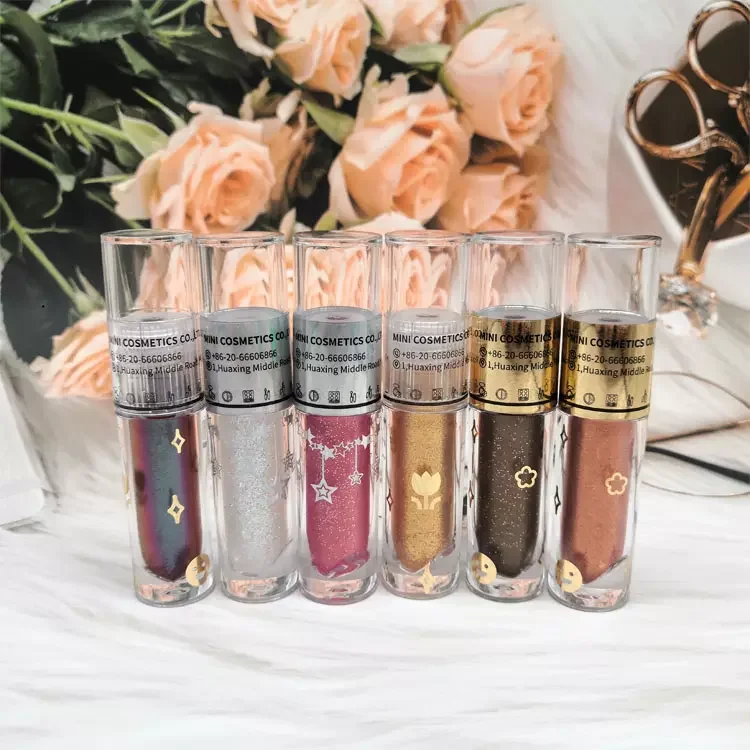 Low Moq Cosmetic Lady beauty Makeup Products 6 colors Waterproof Liquid Metallic Glitter Eyeshadow