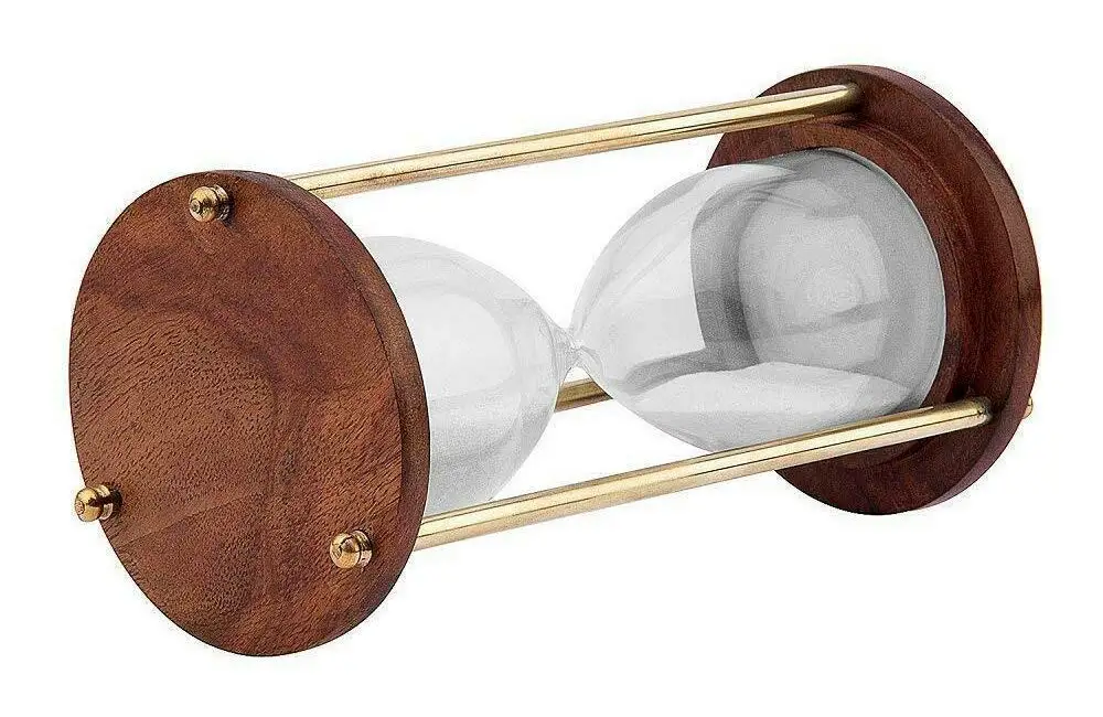 Brass Sand Timer Hour Glass Hanging Base with Compass Perfect Kids Toy and Playing Game Gifts Indian Supplier