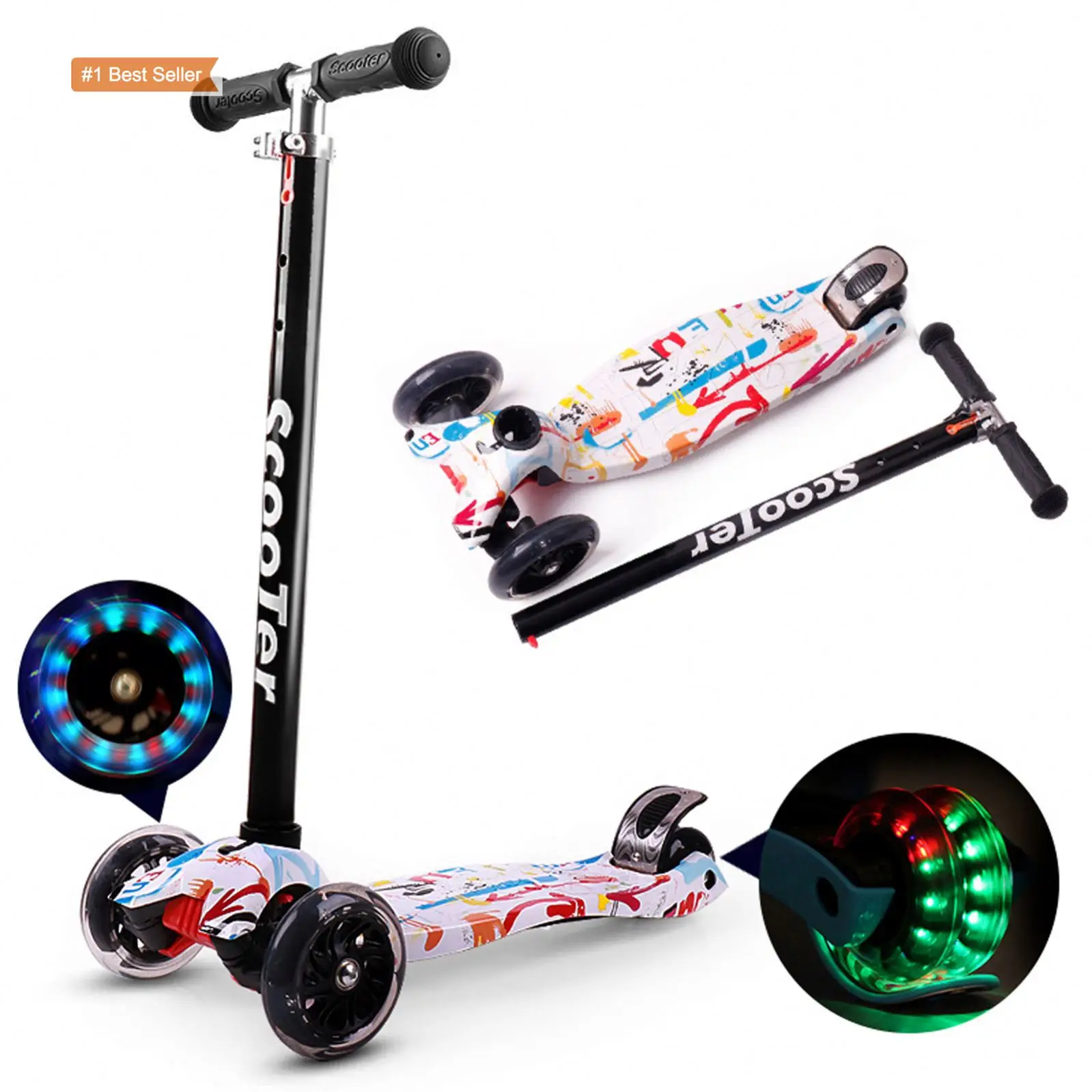Складной трехколесный скутер для детей