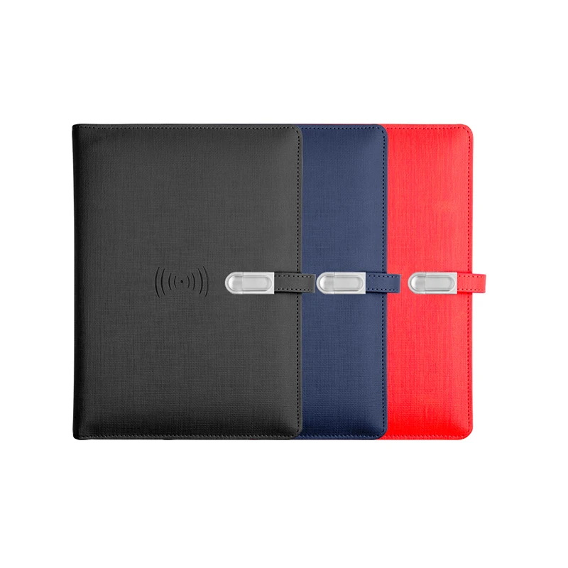 Multi colors binder Factory brand a5 diary notebook with power bank and usb flash drive loose leaf notebook with cable charger