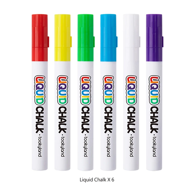 6 Color Liquid Chalk Marker Set Water-based Erasable Painting Toys for Kids Marking and Highlighting