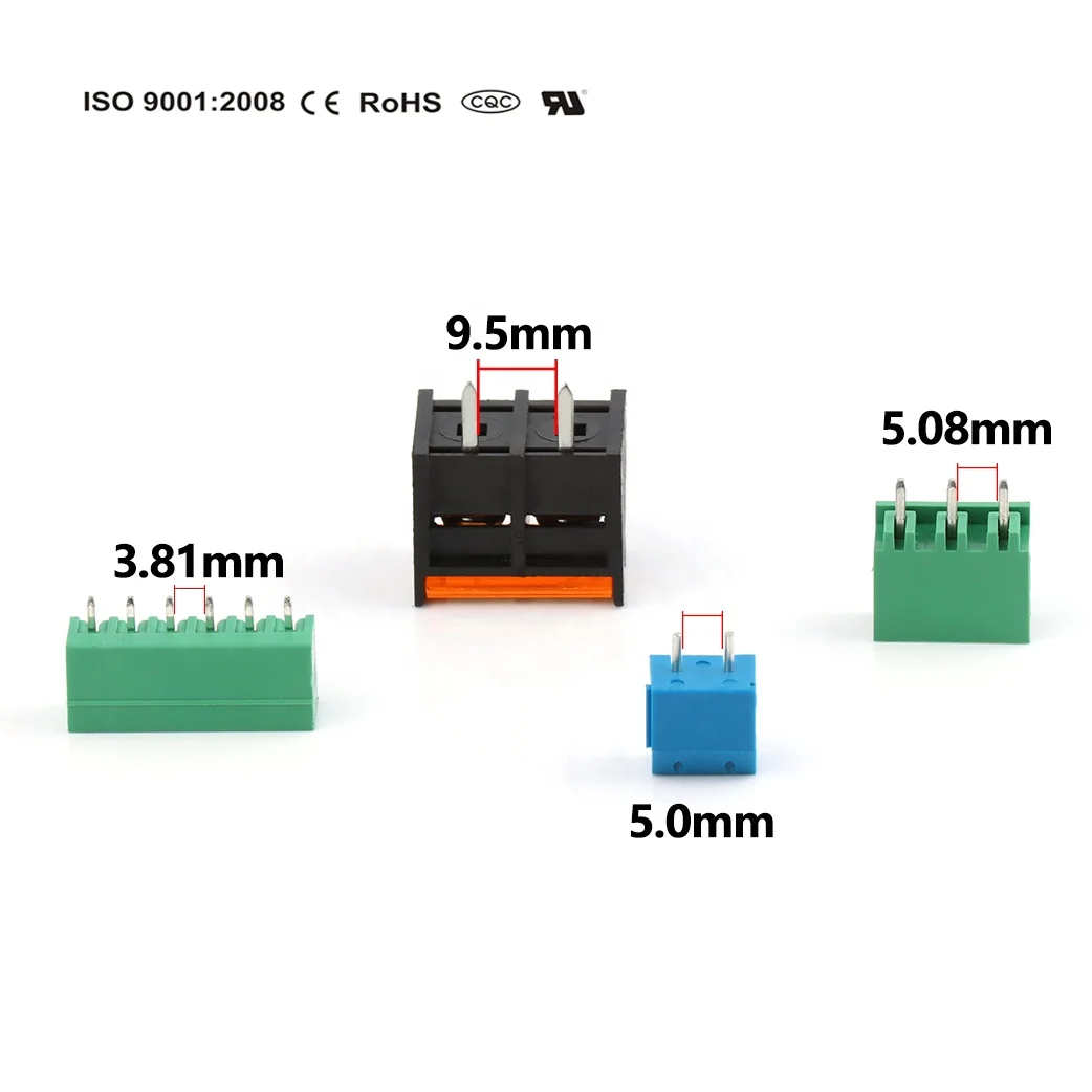 8A 300V 4 pins Pcb Spring Terminal Block 180 degree 3.81 terminal connector
