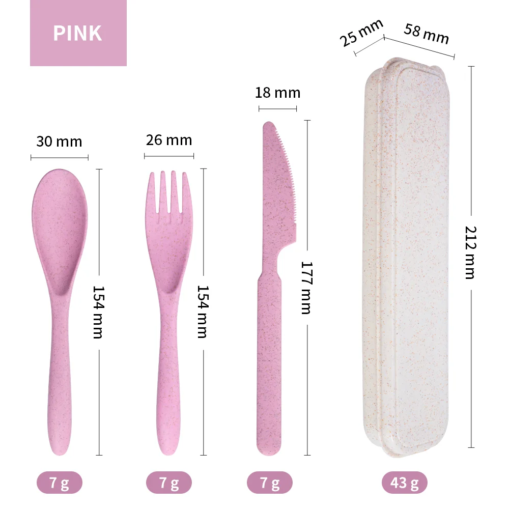 Eco friendly wheat straw spoon fork knife cutlery set wheat straw