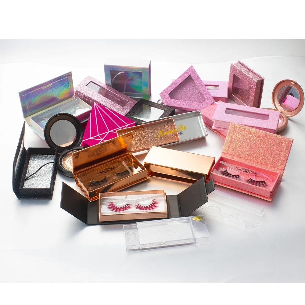 Light silver pink green purple heart shaped magnet fur eyelash box custom blister packaging 2019 private label box black