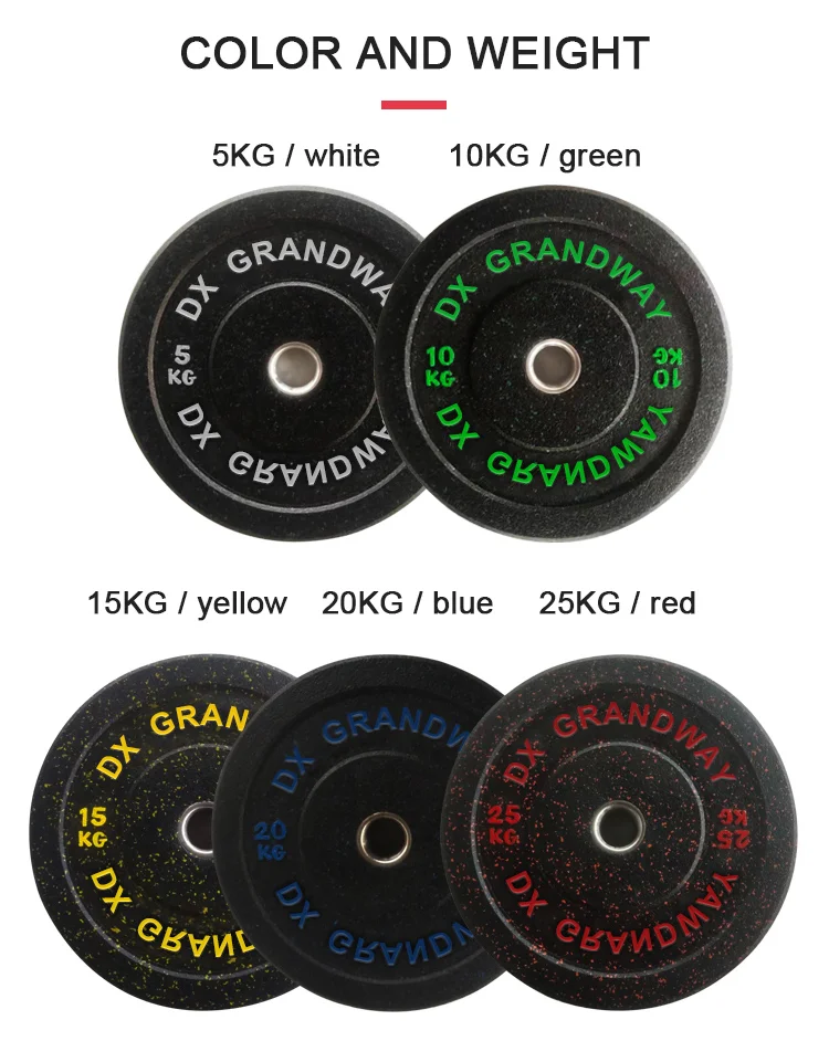 Weight lifting Environment-friendly cement rubber weights plate New crumb rubber bumper plate for men 50.4-50.6mm collar opening