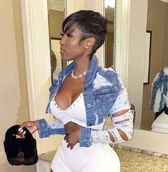 2022 Wholesale New Arrival Ripped Solid Cut mini Fashion Long Sleeve Blue Jeans Demin Crop Jackets Women