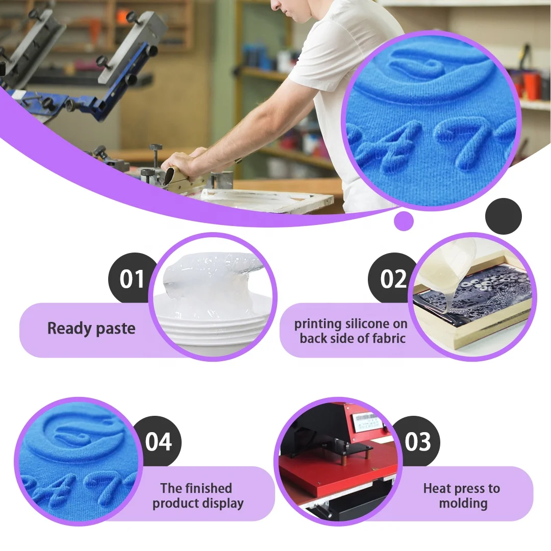 Chinese manufacturer embossed silicone for textile printing 3D effect embossed silicone High fastness silicone inks
