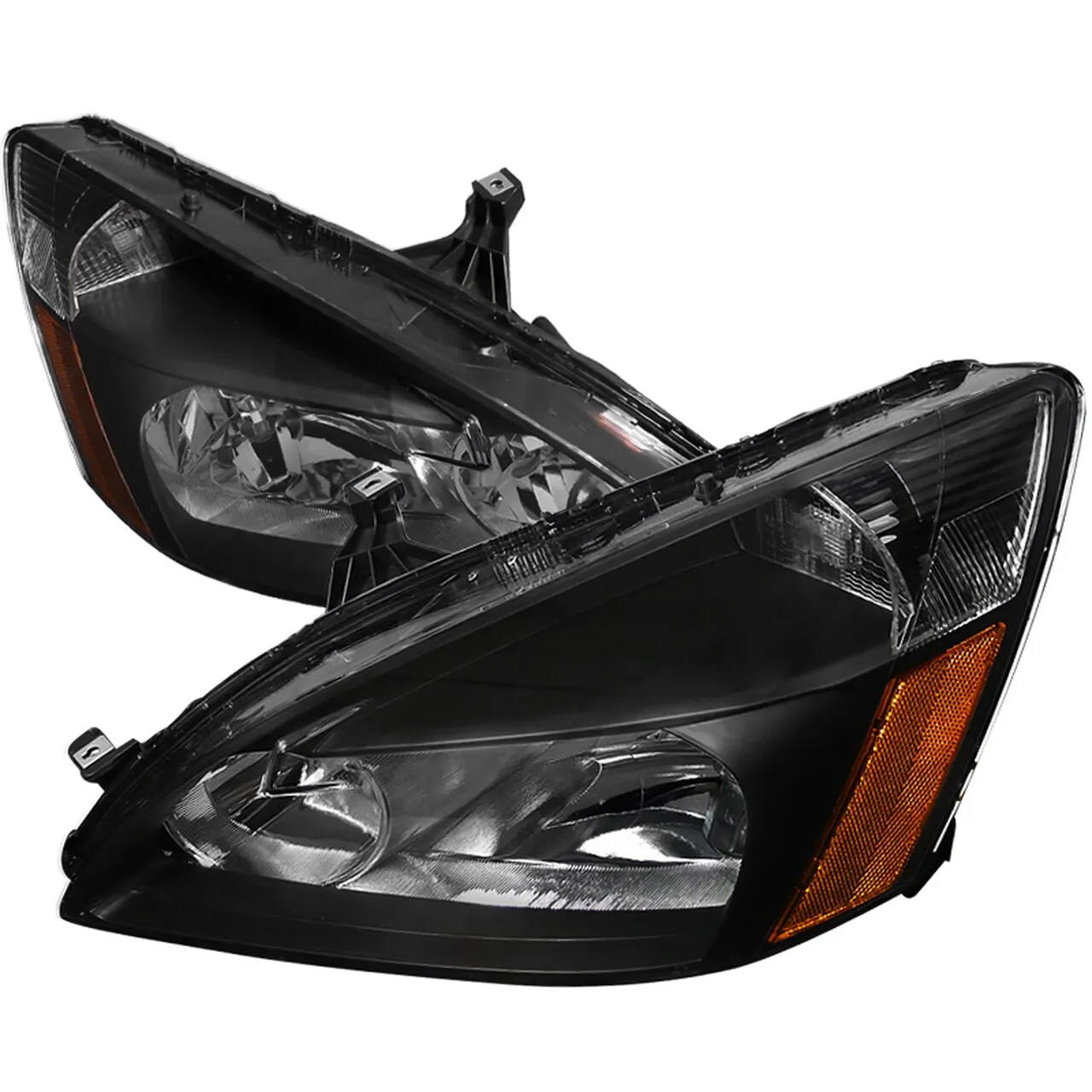 Auto Lamp for 2003-2007 Honda Accord Black Housing Amber Reflector Headlight