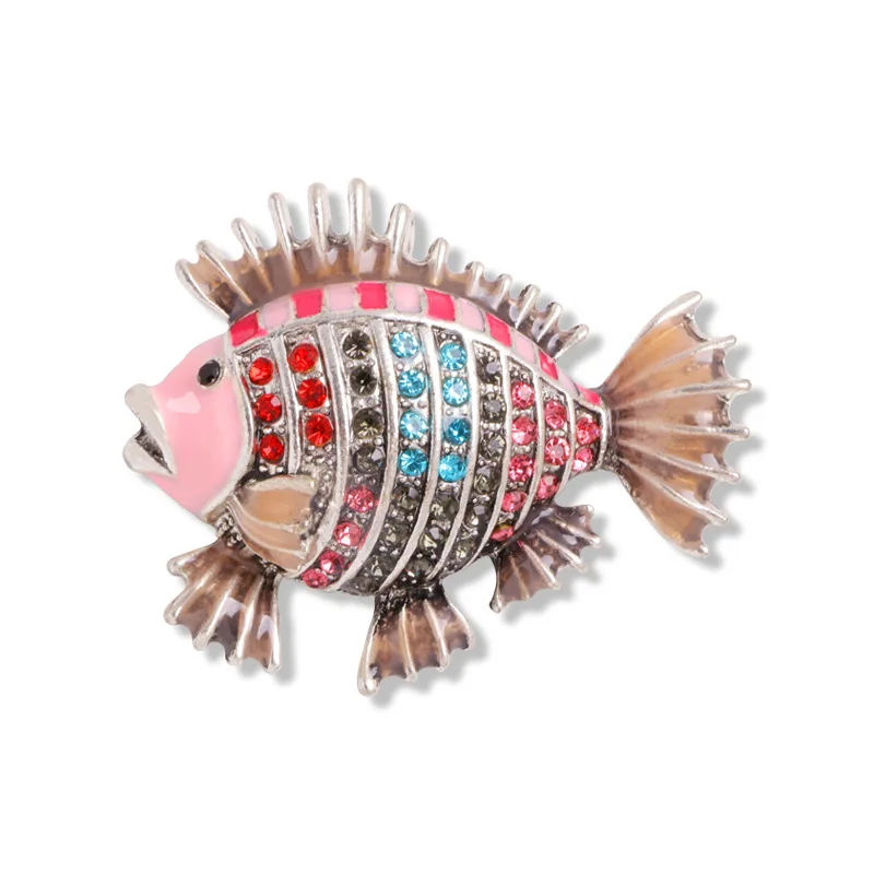 Luxury Rhinestone Flamingo Brooch Bee Giraffe Lobster Small Fish Puppy Spider Deer Head Pendant Brooch for Women