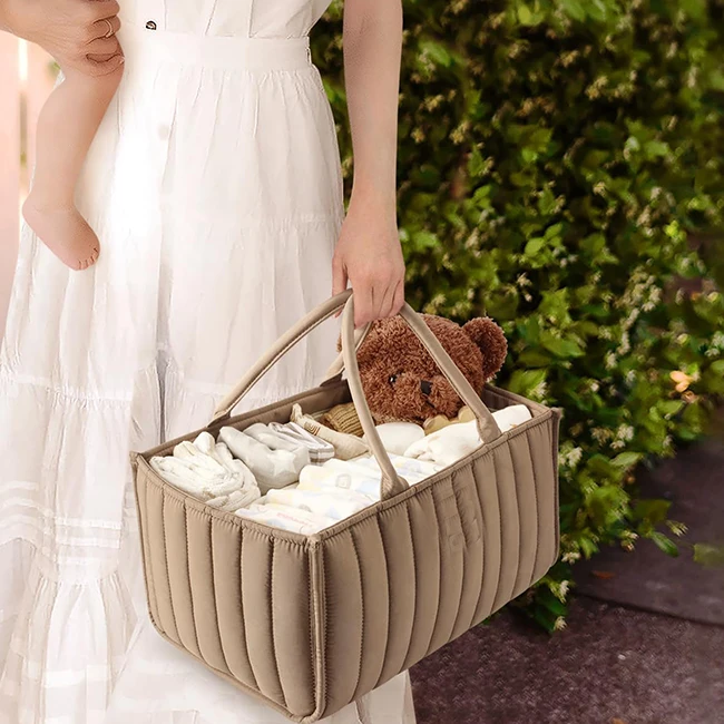 Wholesale Customized Logo Baby Diaper Caddy Basket Stylish Baby Diaper Caddy Organizer Storage Basket  for Newborn Baby