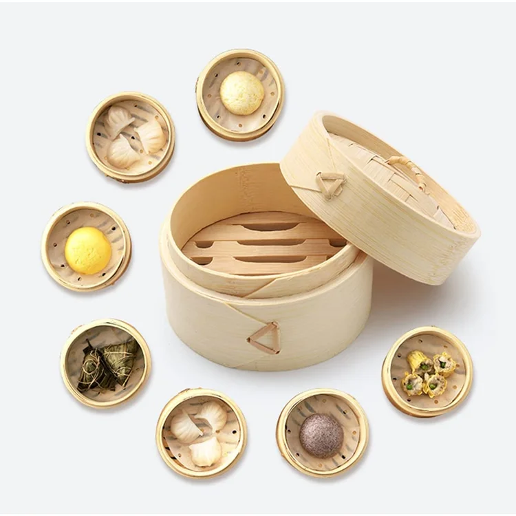 Home Kitchen 2024 Durable Mini Bamboo Steamer Basket Dumpling Food Snack MOMO Dumpling Steamer Suitable For Cooking Vegetables