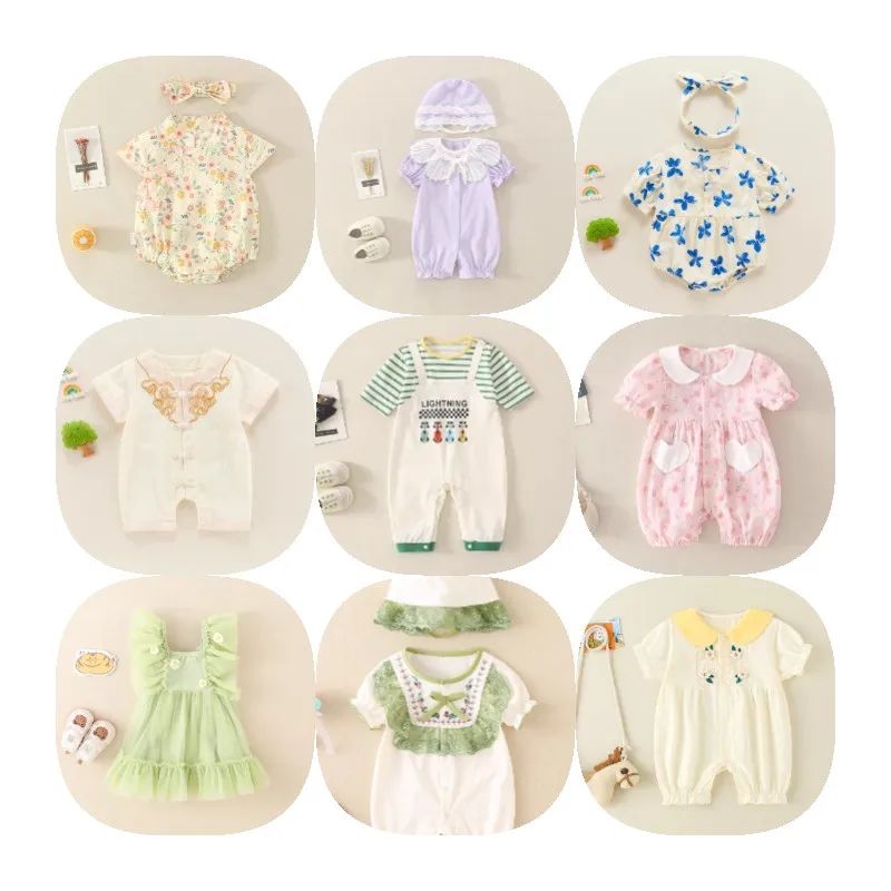 New summer baby onesies pure cotton newborn onesies flower baby clothes
