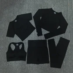 Custom Logo Fitness Supplier Plus Size Activewear 5PCS Seamless Yoga Wear Workout Women Gym Sets