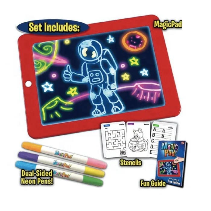 Hot sell Promotional Animation Smart Boards Children Clipboard Fluorescence LED Drawing Board Magic Pad With Light