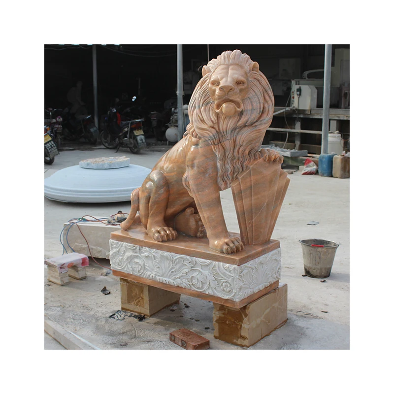 Оптовая продажа с завода, Мраморная Статуя Льва, каменная садовая скульптура животного