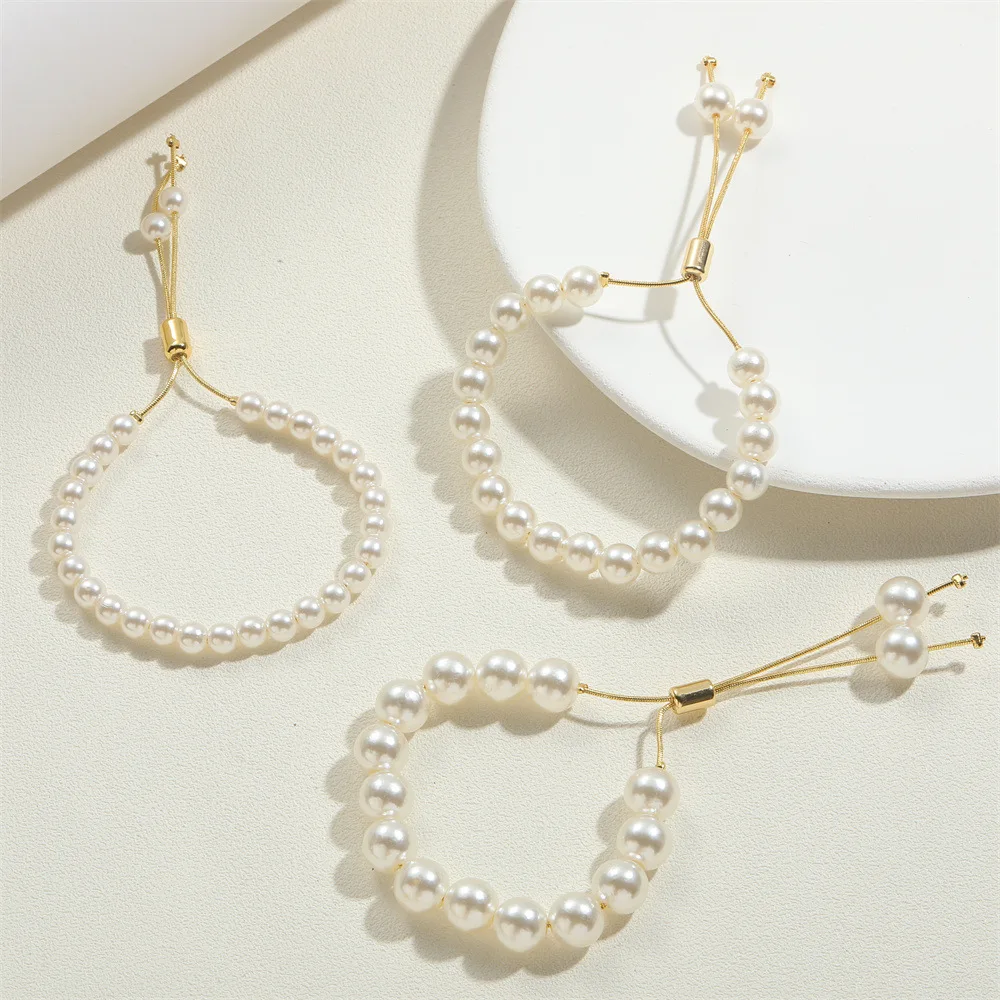 2024 Personalizada Manufacturer Wholesale Ins Fashion Adjustable Charm ABS Pearl Bead Bracelet For Women Daily Wear Jewelry