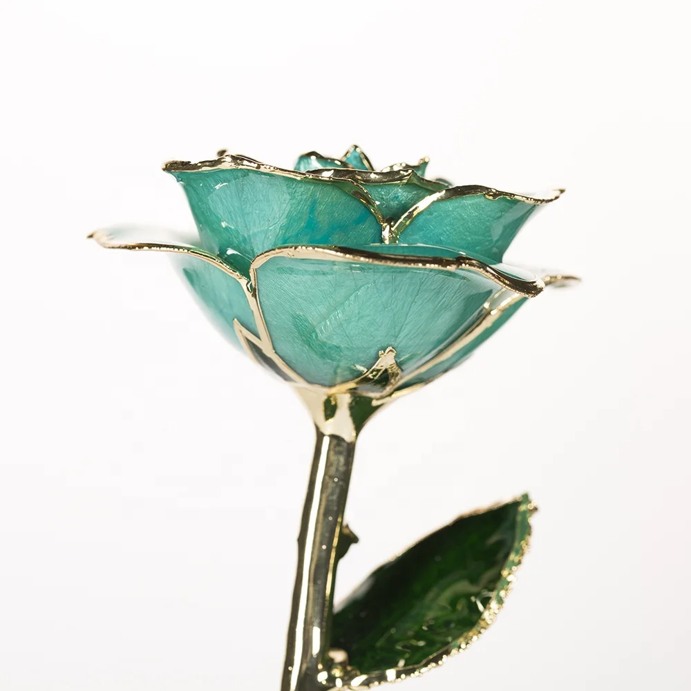24k gold Eternal Rose Flower  preserved fresh flower Tiffany blue wholesale preserved rose