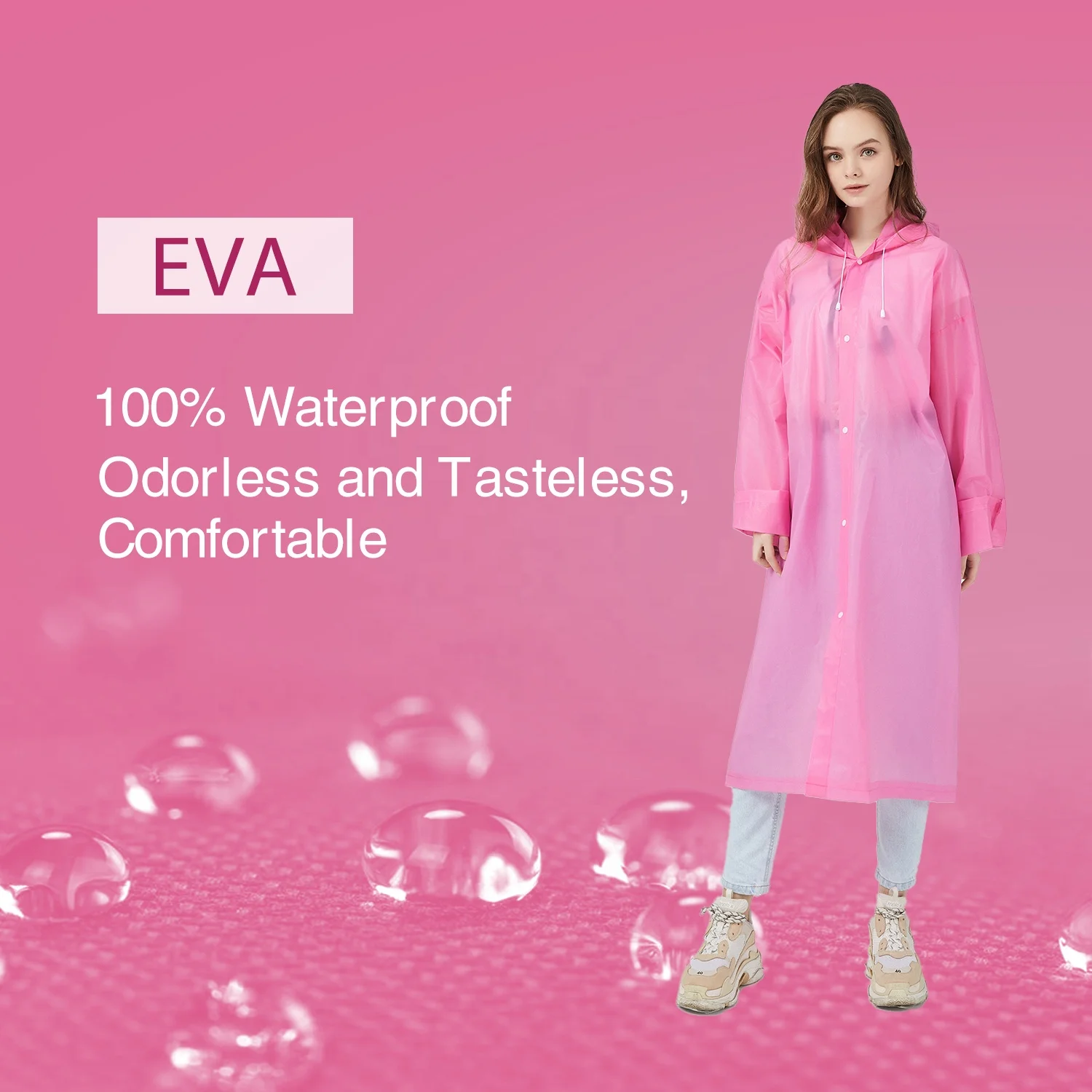 2 шт., многоразовый дождевик с капюшоном, длиной до колена