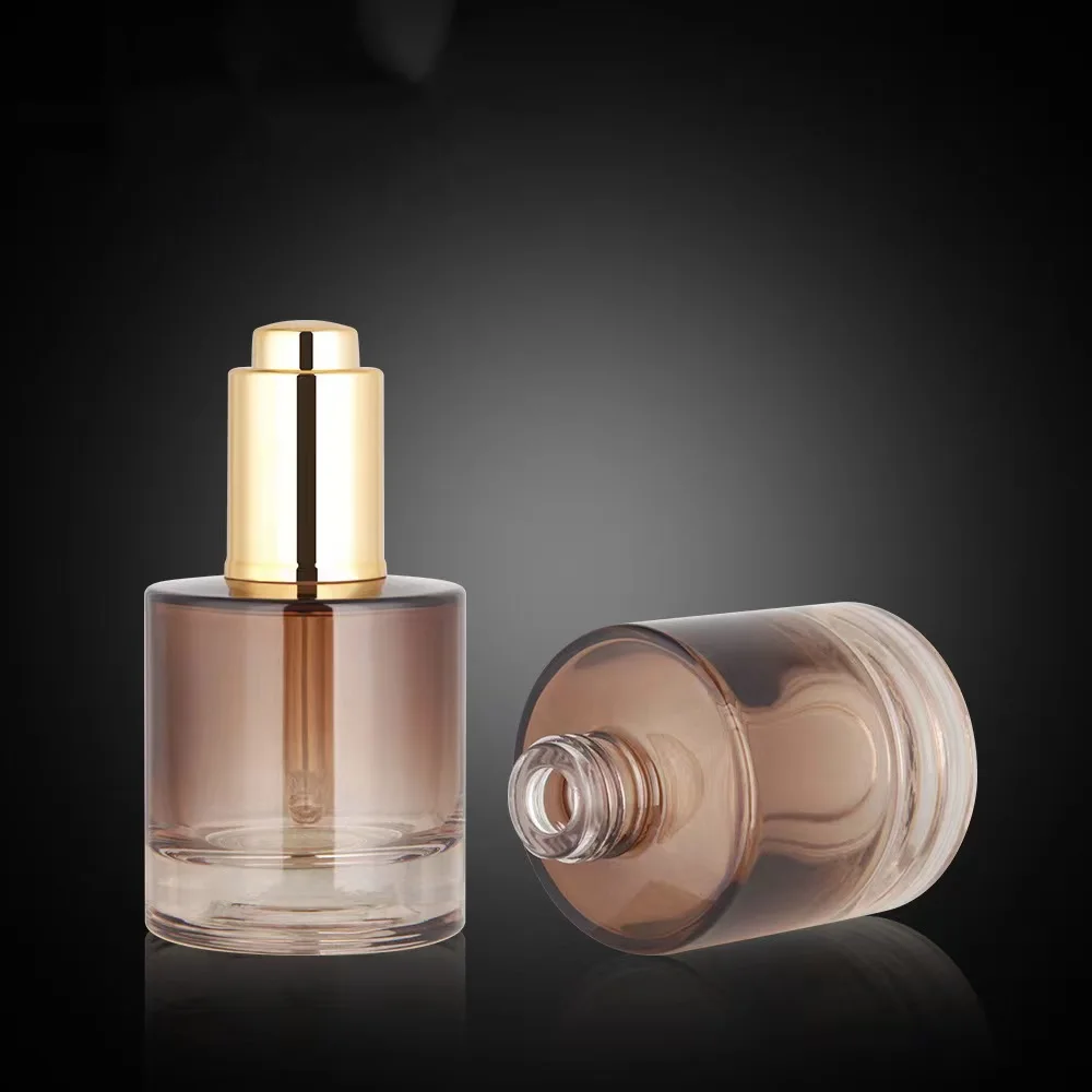 Cosmetic Skin Care Packaging 20ml 30ml Amber Clear Cylinder Hair Beard Essential Oil Serum Glass Dropper Bottle with Eye Dropper