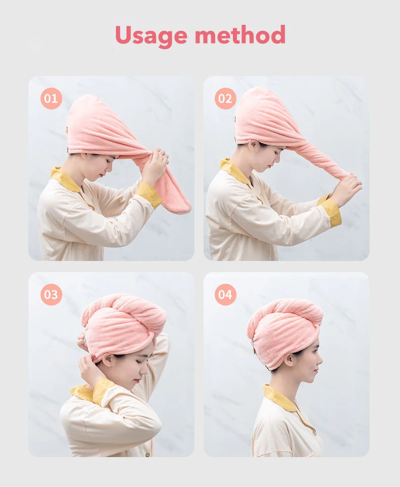 Microfiber Hair Towel with Button Super Absorbent Fast Drying Hair Wraps for Curly Hair Anti Frizz Microfiber Towel for Women