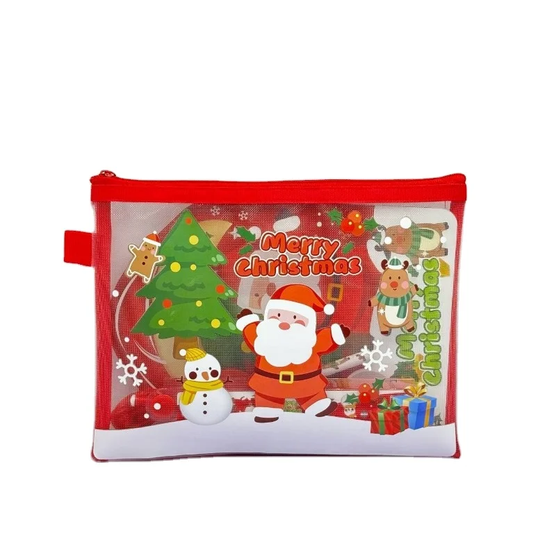 christmas stationery set cartoon cute cram bag pencil eraser notebook stationery supplies kids holiday gifts