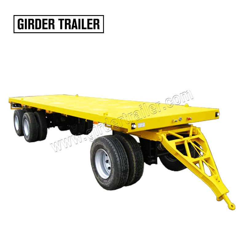 3 axles turntable towing 20foot container transporting flat deck full drawbar trailer for sale