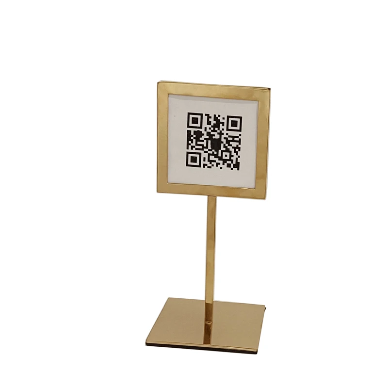 Customized Countertop Metal QR Code Holder Payment QR Code Display Stand Social Media QR Code Sign Holder