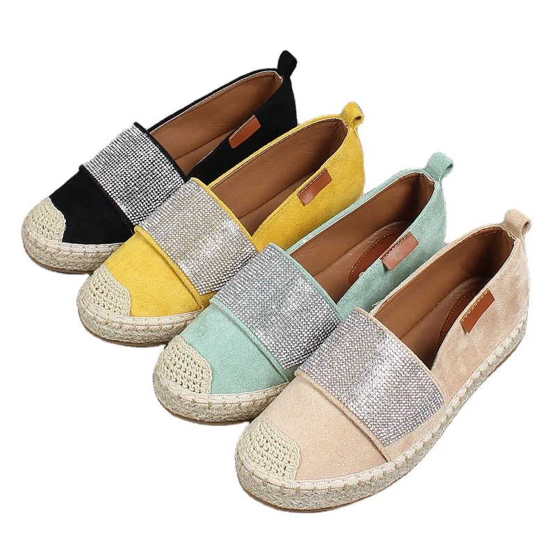 Высококачественная повседневная обувь; Женские джутовые туфли-лодочки на танкетке