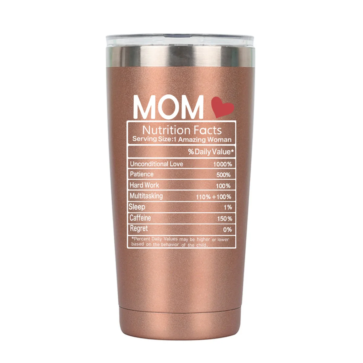 MOM Nutrition Facts Mothers Day Gifts Mug 20OZ Car Cup Thermos Cup Stainless Steel Tumbler