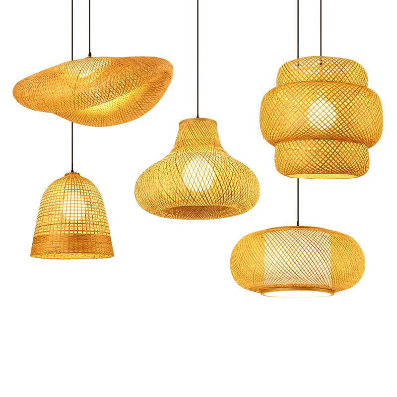 Handmade Modern Art Pendant Lights Bamboo Lamp Restaurant Hotel Rattan Chandelier Rattan Pendant Light Shade
