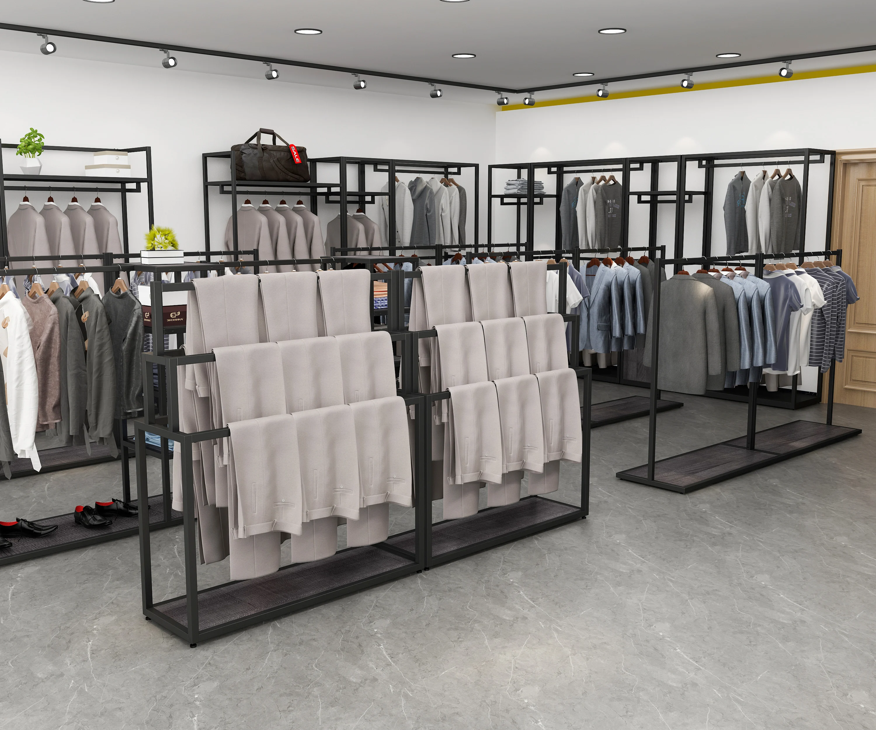 Trendy Fashion Retail Boutique Shop Furniture Custom Clothes Display Racks for Clothing Store Design