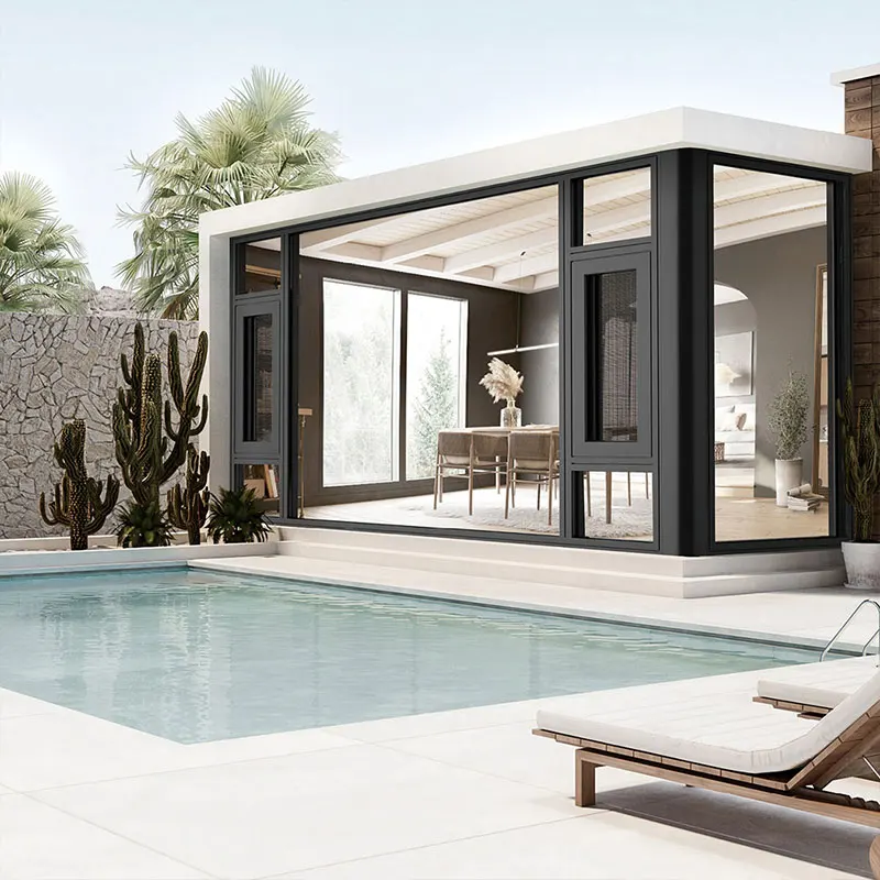 High Quality Aluminum Porfile swing Window Double Tempered Clear Glaze Casement Windows