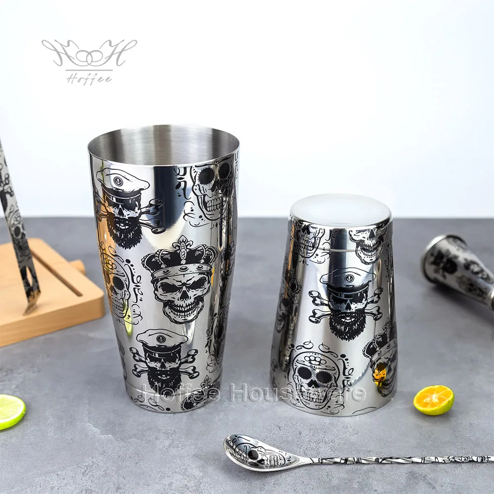 Custom 28/18oz Engraved Boston Cocktail Shaker Weighted Tins Stainless Steel Bar Shaker Kit Martini Mixer Etched Shaker